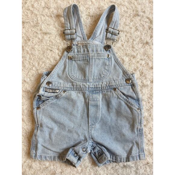 Y2K Little Arizona Jean Co Size 12 Month Overalls Shorts Light Wash Blue Denim - Picture 2 of 10